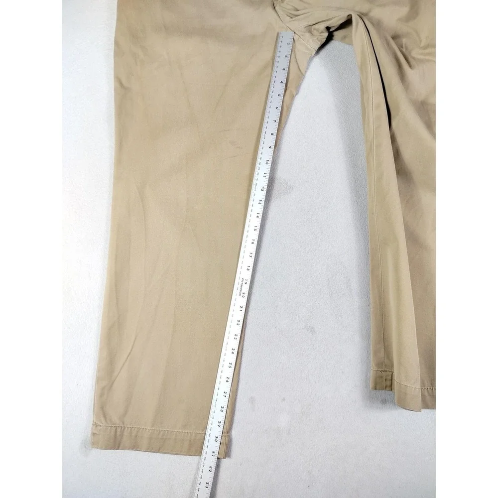 Vintage Polo Ralph Lauren Pants Mens 42 Beige Cotton Chino Flat Front Casual